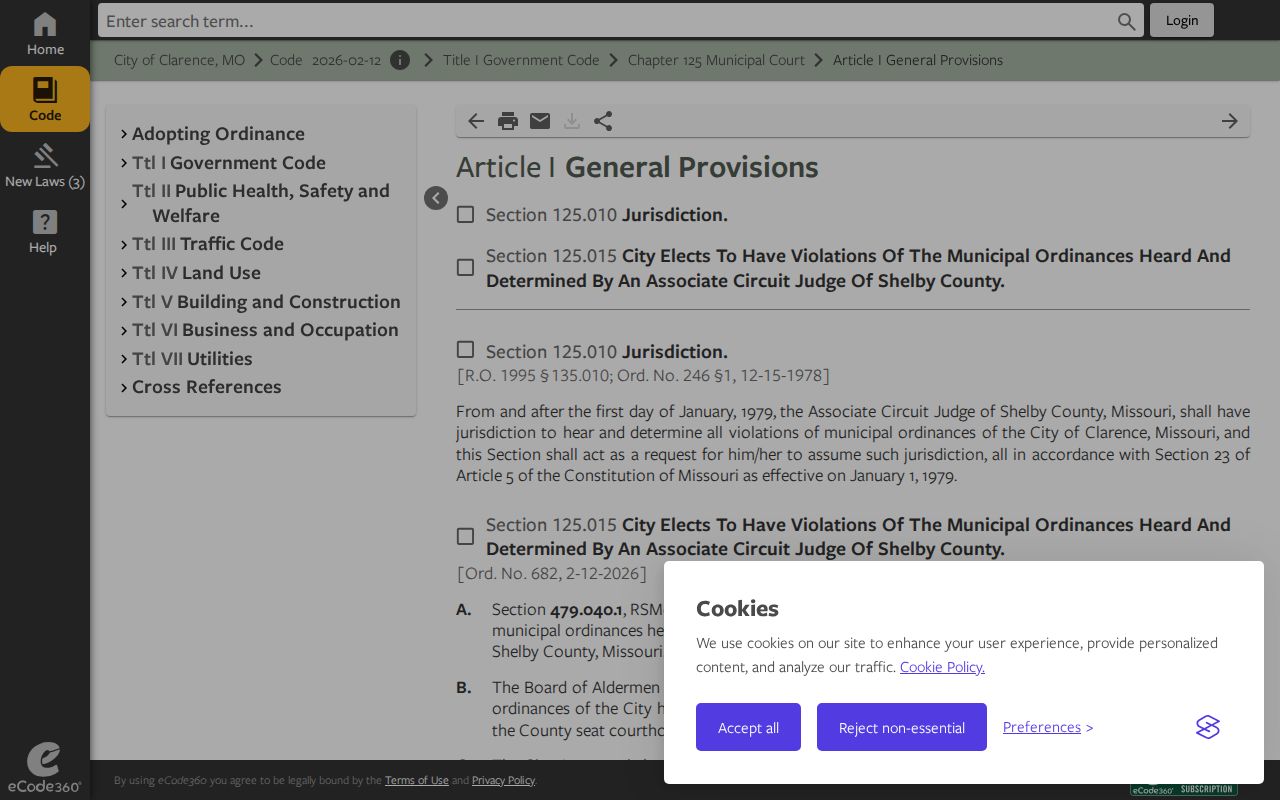 Clarence Shelby County criminal records ordinance court code