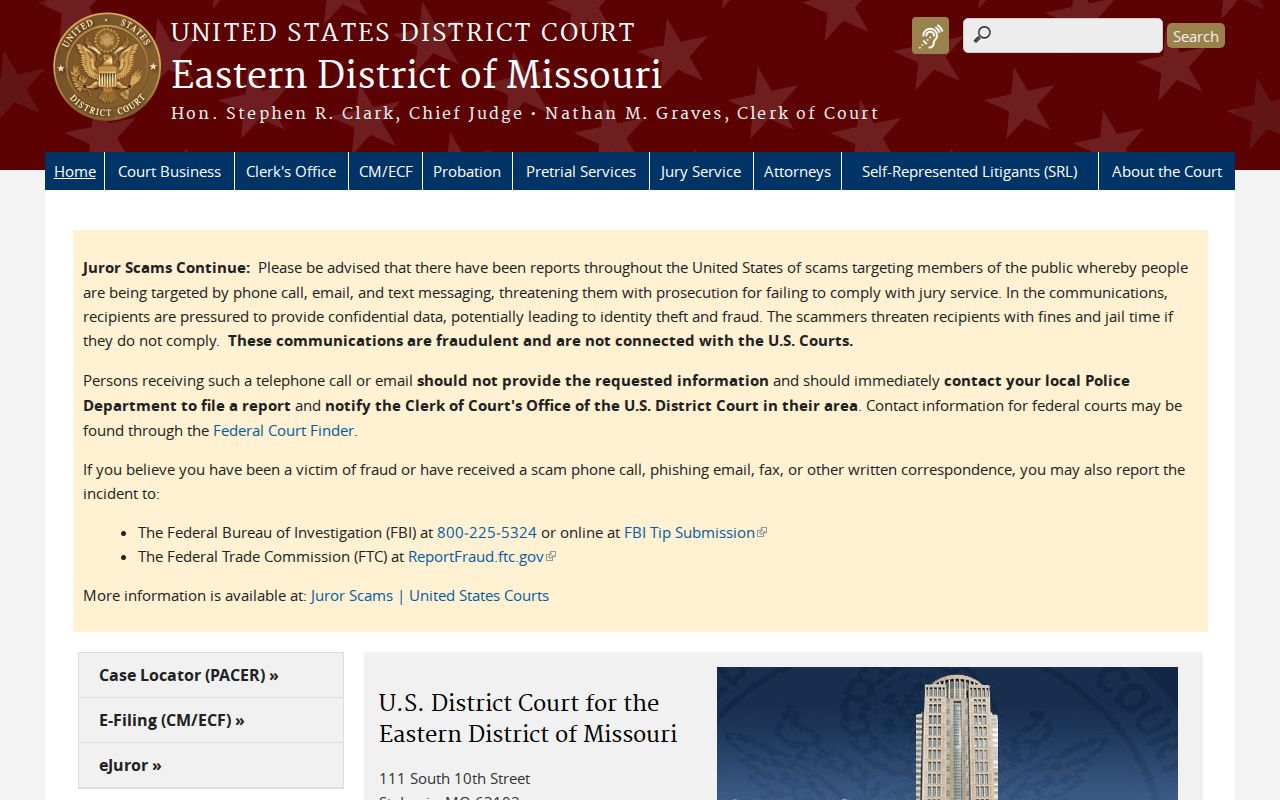 Shelby County criminal court cases within the Eastern District of Missouri federal boundary